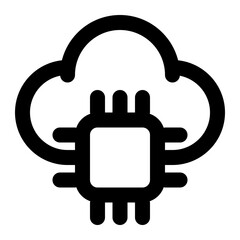cloud computing, cloud service, cloud platform, processor, chip, technology outline icon