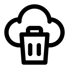 cloud delete, cloud, recycle bin, remove, trash, cloud computing outline icon