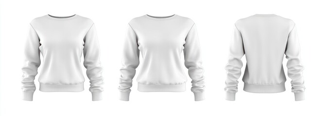 White Long-Sleeved Crewneck Sweatshirt Mockup