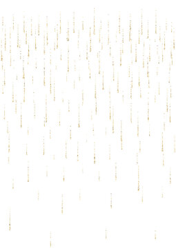 Gold Glowing Sparkling Rain. Falling Meteorite Star