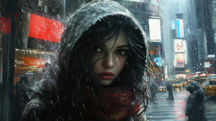 portrait of a person in the rain