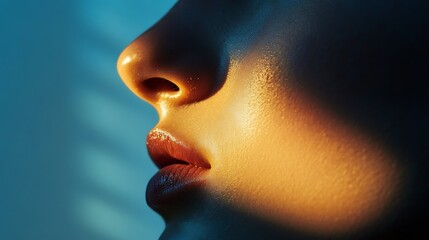 Artistic profile view of a nose with light and shadow play, creating a soft silhouette