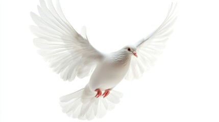 Obraz premium White Dove in Flight with Spread Wings