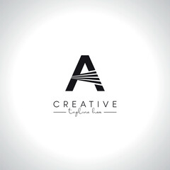 Alphabet Letter A Modern Artistic Zebra Lines Logo Design. Initial Vector Template. © Taslima