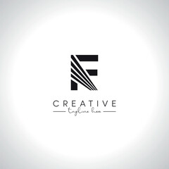 Alphabet Letter F Modern Artistic Zebra Lines Logo Design. Initial Vector Template.