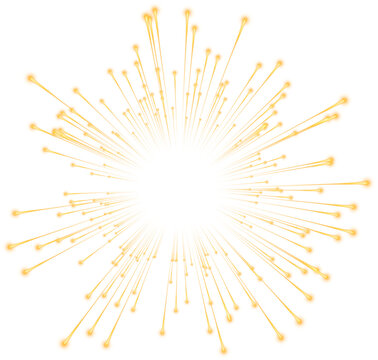 Gold Glowing Transparent Firework. New Year Sparkler Star