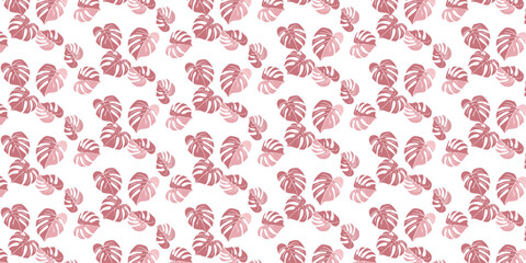 Seamless pattern, leaves, abstract flowers, ornament, texture, contours, tropical plants
