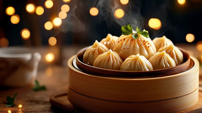 A 3D Chinese dumplings with soft lighting, symbolizing the rich culinary traditions of China.