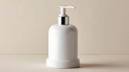 a minimalist and sleek design of a white plastic pump bottle