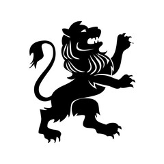 Black lion icon. Lion glyph. Lion Silhouette