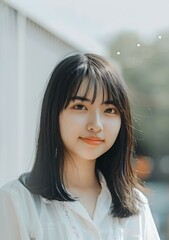 Fototapeta premium Portrait of a Young Asian Woman with a Smile