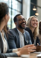 Business People Laughing During Meeting