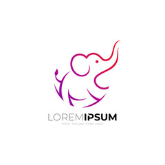 elephant logo with simple lines, baby elephant icon