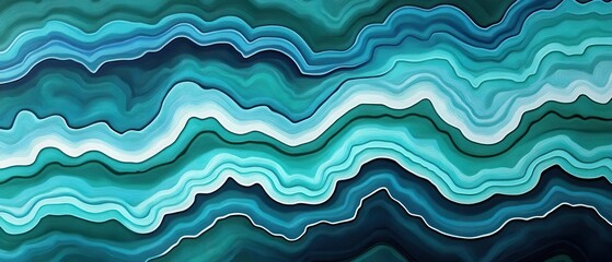Fototapeta premium Elegant abstract waves in turquoise and blue hues create a visually stunning design perfect for modern decor and art projects.