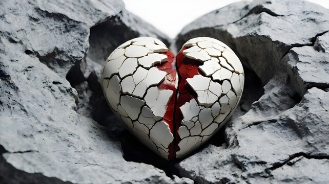 broken heart on the stone 