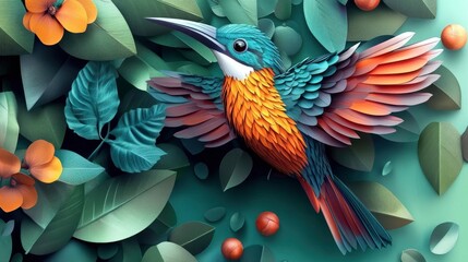 Fototapeta premium 3D wallpaper design for beautiful bird , ai