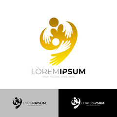 logo of a person hugging a small child in the shape of love