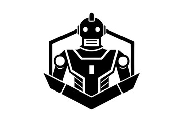 Robot logo icon silhouette vector art illustration