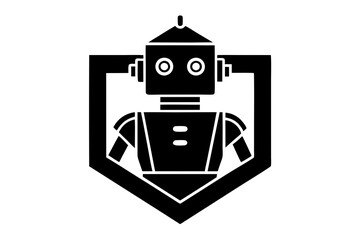 Robot logo icon silhouette vector art illustration