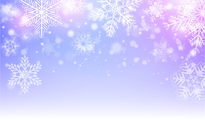Christmas background with snowflakes, winter blurry magical background.