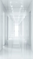 Abstract White Corridor  A minimalist hallway of receding white frames, leading to a bright, undefined space beyond.  The image evokes a sense of depth, perspective, and possibility.
