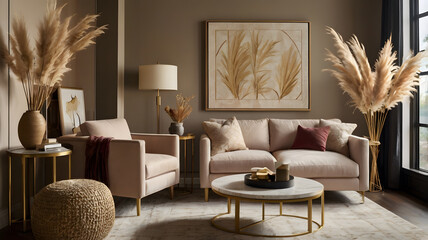 Modern Minimalist Living Room with white Sofa and Natural Accents
