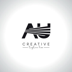 Alphabet Letter AU UA Modern Artistic Zebra Lines Logo Design. Initial Vector Template.