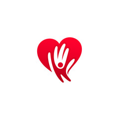 People logo and love design combination, red color, social logos