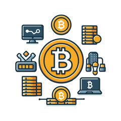 Bitcoin Logo and Vector Illustration.
