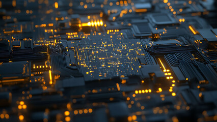 Circuit board showcasing intricate microchip designs.