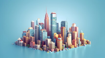 Illustration of a modern 3D cityscape in  format AI generated illustration