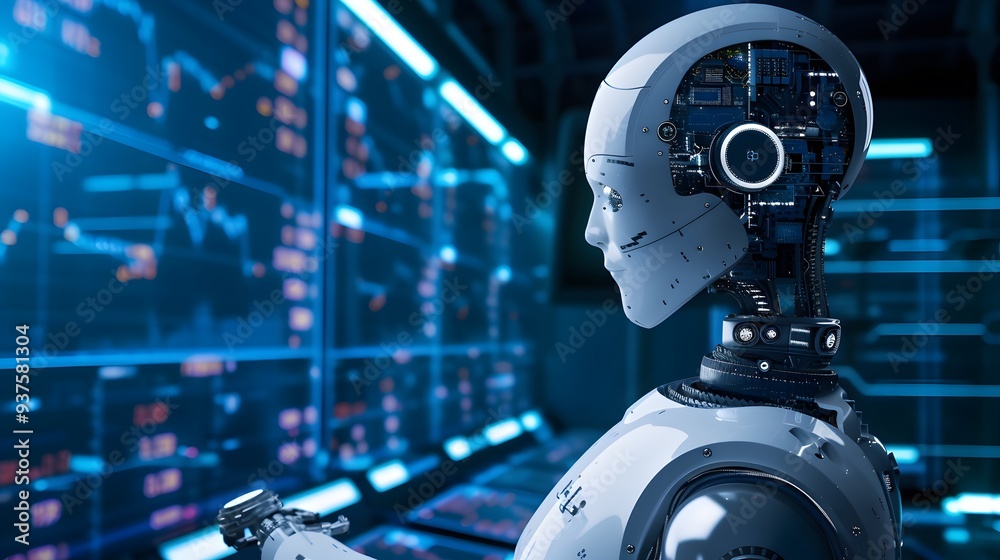 Poster innovative use of ai technology enabling a robotic data analyst ai generated illustration