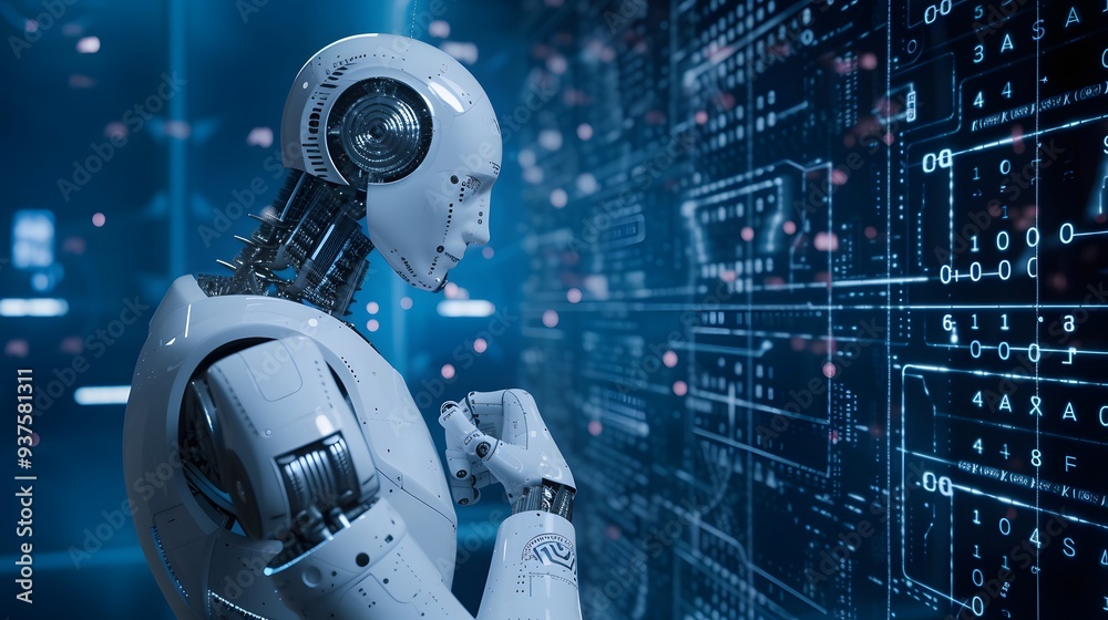Poster innovative use of ai technology enabling a robotic data analyst ai generated illustration