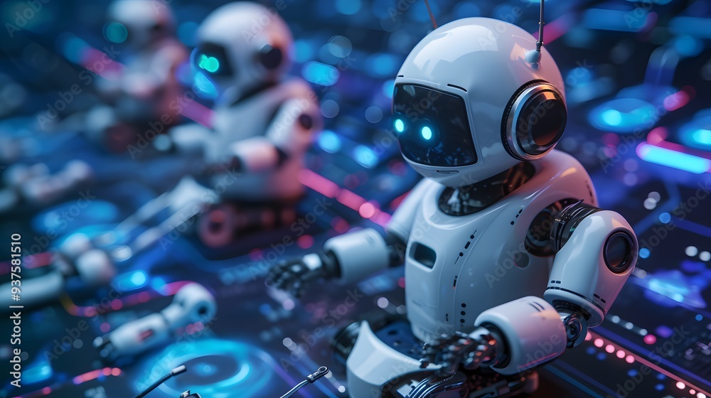 Poster interactions between multiple ai chatbots in a customer service scenario ai generated illustration