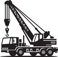 Crane heavy construction equipment silhouette vector illustration isolated on a white background