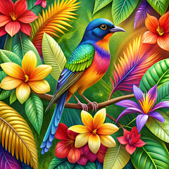 Obraz premium A colourful bird-with a colourful background with