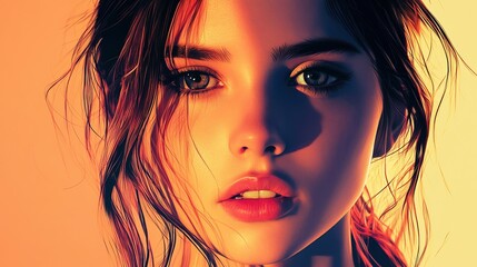 Vibrant Digital Portrait with Intense Lighting