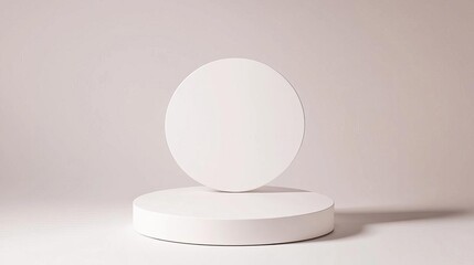 White 3D podium with neutral colors and gentle shadows, minimalist display, elegant focus