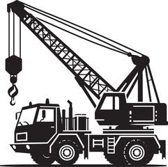 Crane heavy construction equipment silhouette vector illustration isolated on a white background