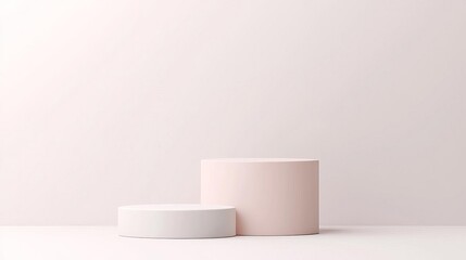 Simple 3D pedestal with soft gradients and neutral tones, minimalist display, modern focus