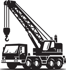 Crane heavy construction equipment silhouette vector illustration isolated on a white background