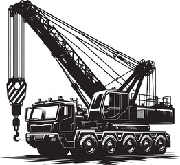 Crane heavy construction equipment silhouette vector illustration isolated on a white background