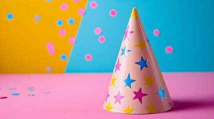 Macro perspective of a party hat in a minimalist environment AI generated illustration