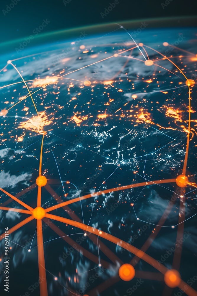 Poster macro shot of connecting global networks on a digital device ai generated illustration