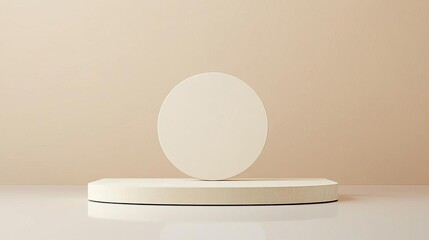 Floating 3D stage with gentle reflections and soft lighting, minimalist design, modern showcase