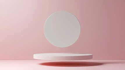 Fototapeta premium Floating 3D podium with soft gradients and neutral tones, elegant platform, minimalist design