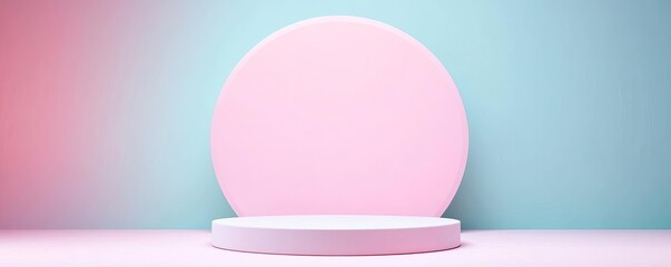 Circular 3D podium with a soft gradient backdrop, minimalist design, elegant presentation