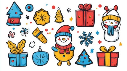 Fototapeta premium Christmas Doodle Set