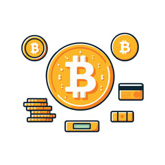 Bitcoin Logo and Vector Illustration.