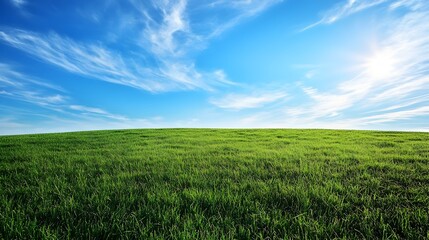 Fototapeta premium Picturesque Countryside Landscape with Lush Green Meadows and Bright Blue Sky
